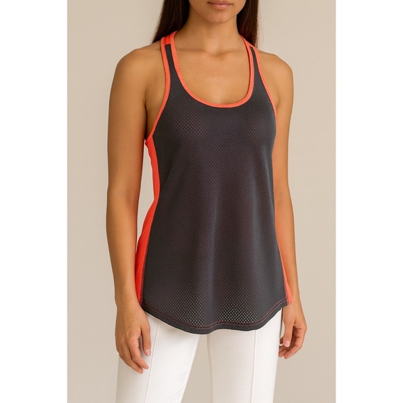 Under Armour Tank Top Racerback Neon Coral Gray Athletic Sleeveless medium - Picture 1 of 4